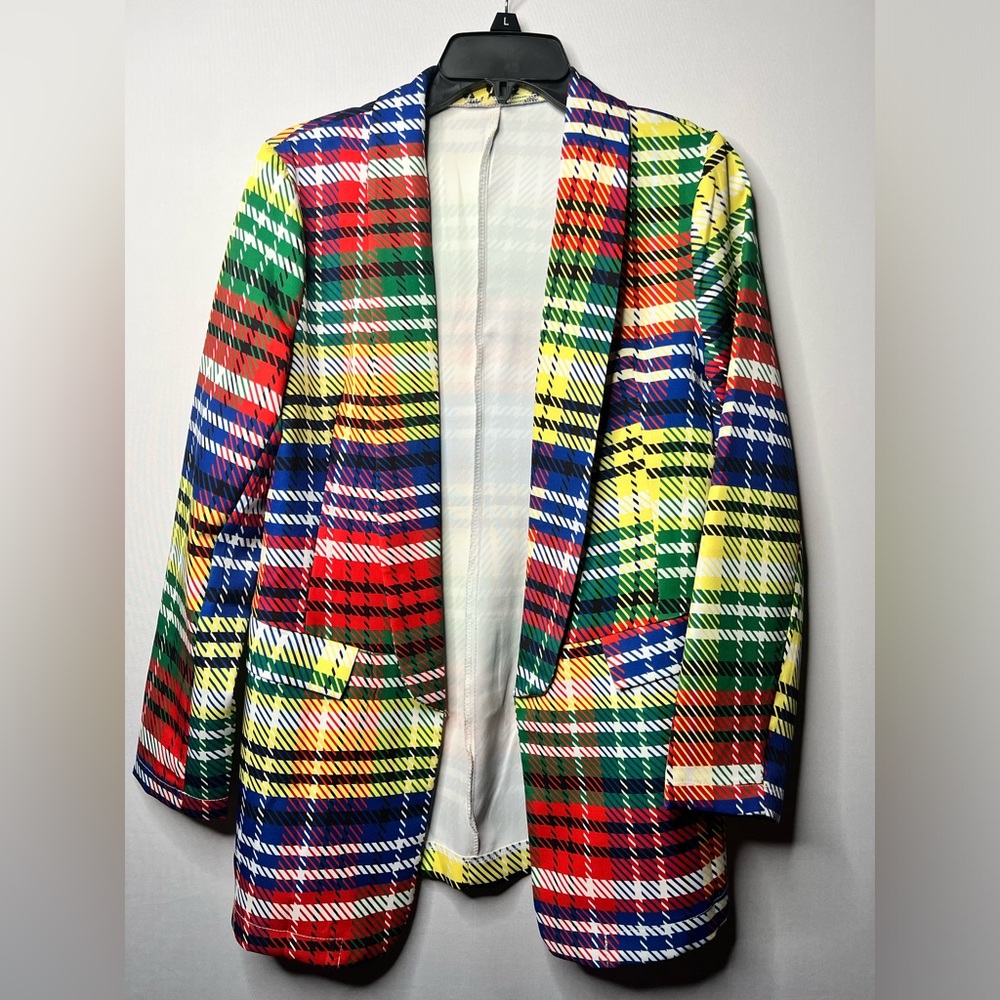 Bold plaid casual blazer